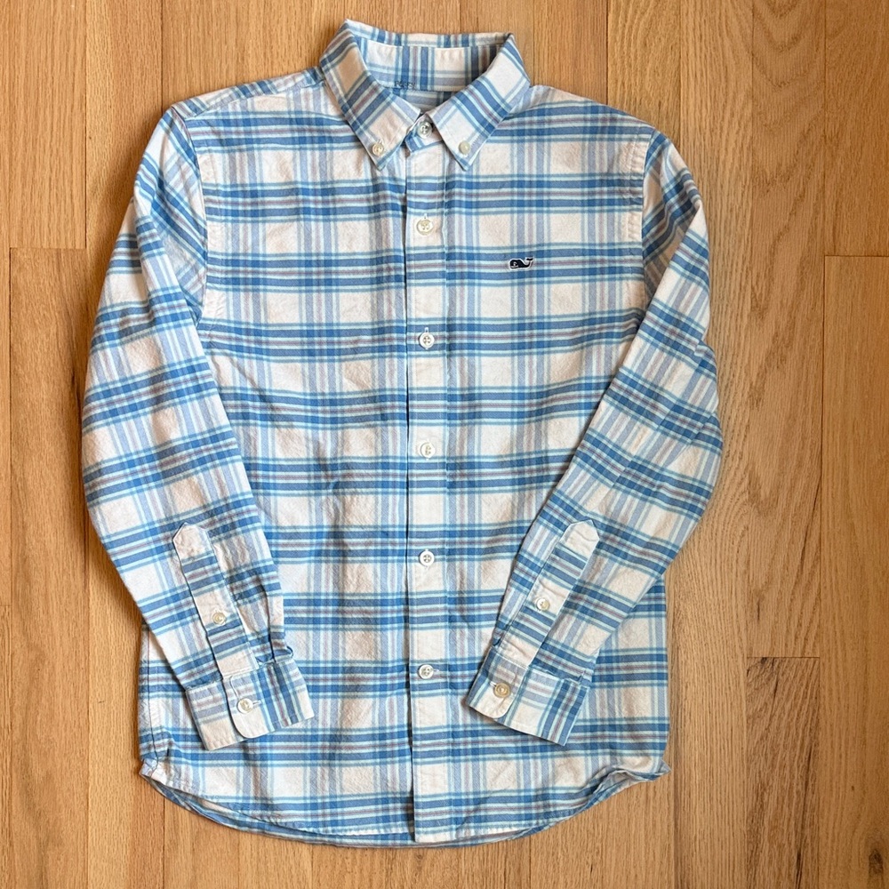 Vineyard Vines Blue and White Plaid Shirt